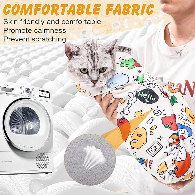 21.7 in Cat Wrap for Cutting Nails, Self-Adhesive Cat Grooming Wrap Anti-Escape Cat Restraint for Nail Clipping Cat Swaddle Wrap Cat Wrapping Cloth for Pet Cleaning and Beauty (Within 6.6 lbs)-PawvioPets