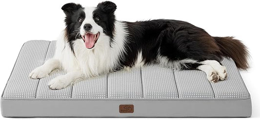 Bedsure Cooling Dog Bed for Crate - Large Orthopedic Flat Puppy Beds with Removable Washable Cover, Egg Crate Foam Pet Mat, Suitable for Pet Up to 50 lbs-PawvioPets