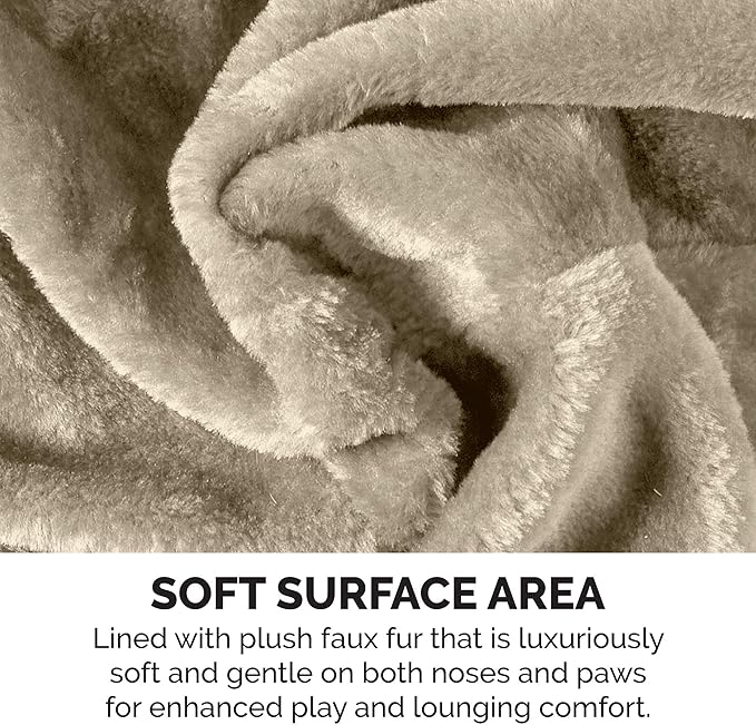 Furhaven 69.3" Tall Cat Tree for Indoor Cats, Ft. Sisal Scratching Posts, 2x Cat Condos, & Toys - Tiger Tough Double Decker Interactive Playground Tower - Cream, One Size-PawvioPets