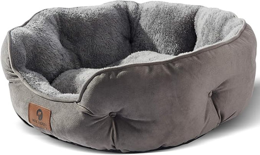 Asvin Small Dog Bed for Small Dogs, Cat Beds for Indoor Cats, Pet Bed for Puppy and Kitty, Extra Soft & Machine Washable with Anti-Slip & Water-Resistant Oxford Bottom, Grey, 20 inches-PawvioPets