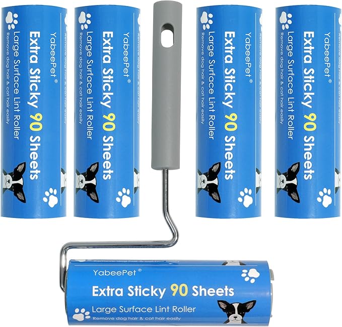 Extra Sticky Large Surface Lint Roller, 6.3'' Giant Lint Roller for Pet Hair, Lint Remover Roller for Cat Hair, Clothes, Furniture (1 Handle + 450 Sheets)-PawvioPets