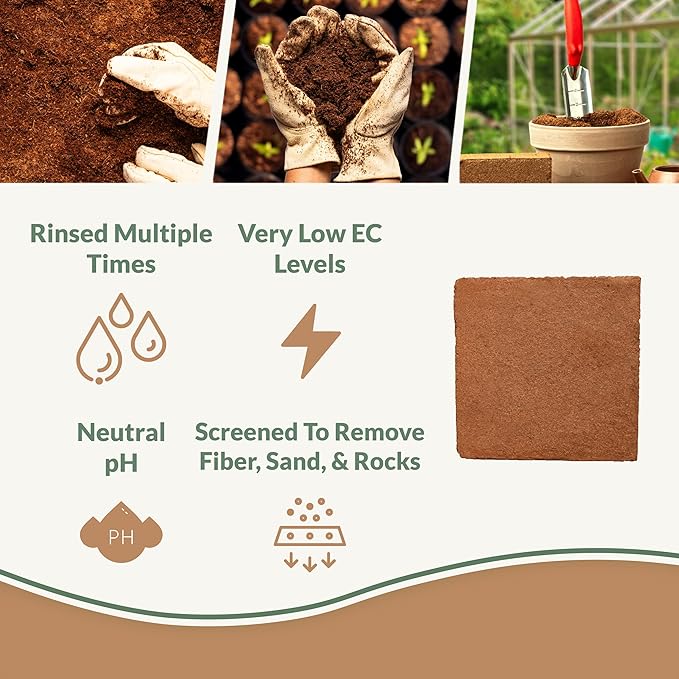 Coco Bliss (10lbs) - Organic Coco Coir for Plants - OMRI-Listed Coco Coir Brick for Garden Soil & Potting Mixes - Coconut Fiber Substrate Mixes with Potting Soil for Indoor Plants & Outdoor Plants-PawvioPets