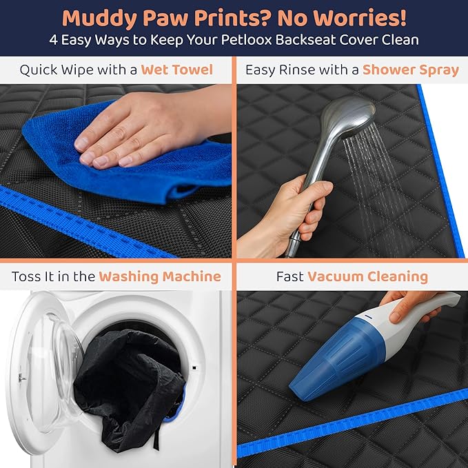 Dog Car Seat Cover for Back Seat, Waterproof Hammock for Car, SUV & Truck, Non-Slip Backseat Cover for Dogs, Heavy-Duty Dog Hammock Style Seat Protector Pets, Easy to Install & Clean-PawvioPets