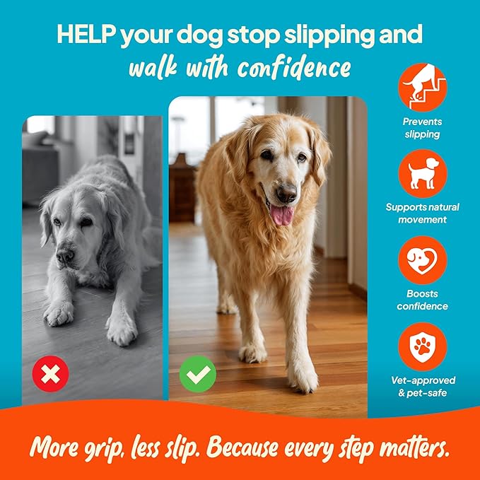 Anti-Slip Paw Grips – Non-Slip Dog Paw Traction Pads for Senior & Injured Dogs, Prevents Slipping on Hardwood & Tile Floors, Strong Adhesive, 24 Pcs (Sizes S-XXL)-PawvioPets