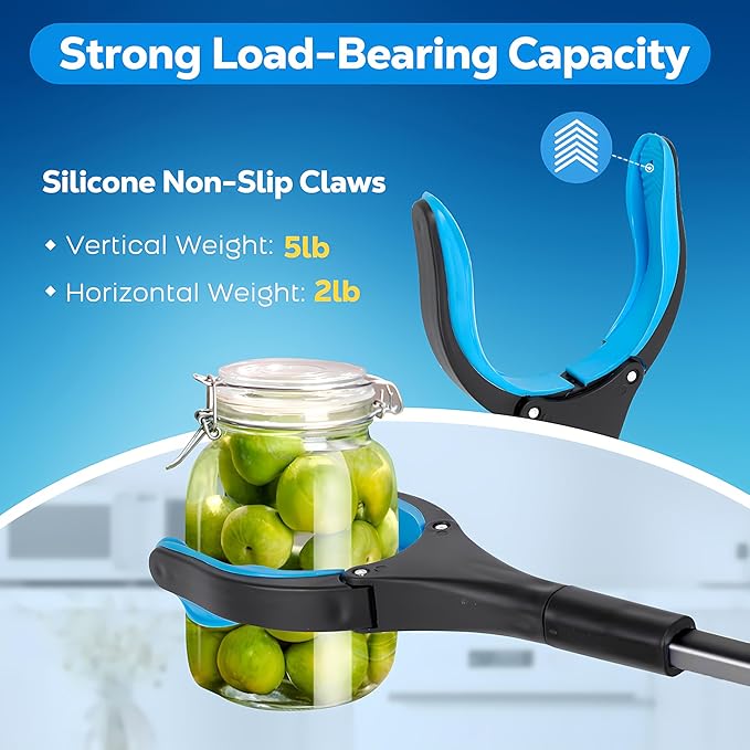 Grabber Reacher Tool - 32” Extra Long Foldable Gripper and Reaching Tool - Heavy Duty Pick Up Stick Grabbers for Seniors, Trash, Surgery Recovery Must Haves Gifts (Black Blue)-PawvioPets