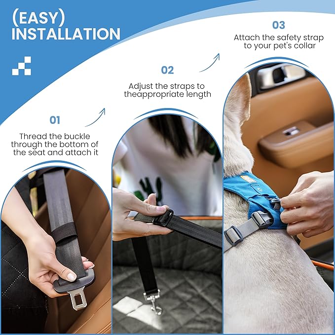 Dog Car Seat for Medium Dogs - Pet Car Seat with 2 Safety Straps & Waterproof Padding, Portable Pet Carrier for Cars, Trucks & SUVs, Comfortable Booster Bed for Pets Up to 55lbs (Black/Grey)-PawvioPets