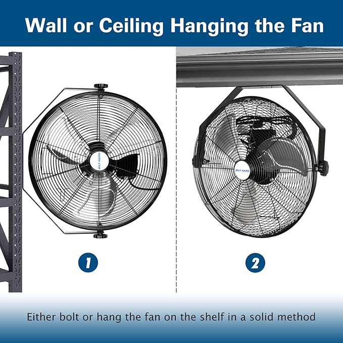 BILT HARD 18 inch Industrial Wall Fan, 4300 CFM, 3-Speeds High Velocity Wall Mount Fan with Sealed Motor, Heavy Duty Metal Barn Fans, 2 Pack-PawvioPets