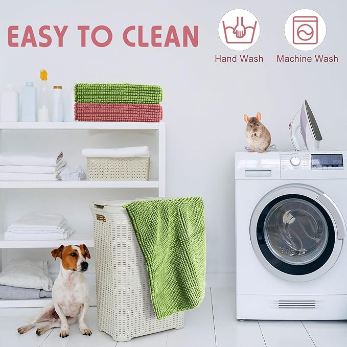 Amylove 4 Pcs Guinea Pig Cage Liner Guinea Pig Bedding Washable Fleece Pee Pads Reusable Small Animals Training Mat Small Animal Sleeping Bed for Bunny Hamster (Green Pink,16 x 24 Inch)-PawvioPets