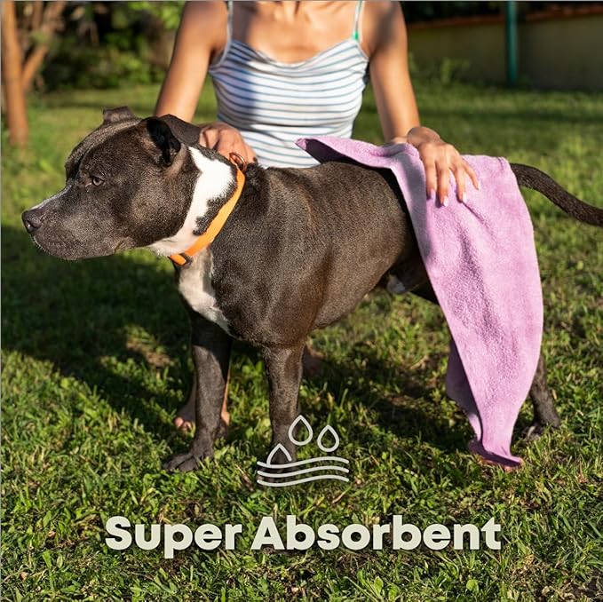 Extra Large Dog Towel Soft Absorbent Bath Pet Towels for Drying Dogs, Elastic Terry Microfiber Soft Towel, Machine Washable, Quick Dry, Multipurpose (L, XL, 2XL) (Purple, XL)-PawvioPets