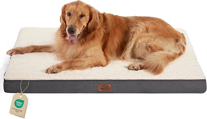 Bedsure XL Dog Beds Large Sized Dog -Orthopedic Flat Extra Large Pet Beds with Removable Washable Cover, Egg Crate Foam Mat, Suitable for Pet Up to 100 lbs-PawvioPets