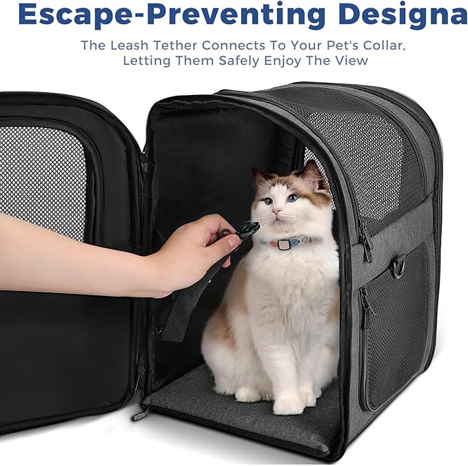 Apollo Walker Pet Carrier Backpack for 4-15lb Cats and Dogs, Puppies, Safety Features and Cushion Back Support | for Travel, Hiking, Outdoor Use (Gray)-PawvioPets