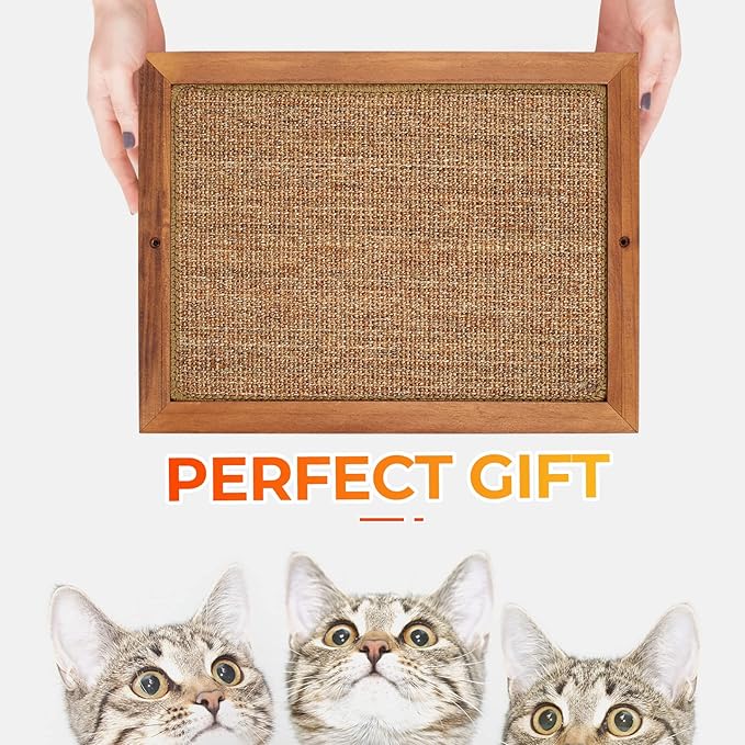 2PCS Cat Scratching Post - BXL, Natural Wooden Sisal Cat Wall Scratcher, Floor or Wall Mounted Vertical Cat Scratch Pad for Indoor Cats Adults or Kittens, Cat Wall Furniture Protector-PawvioPets