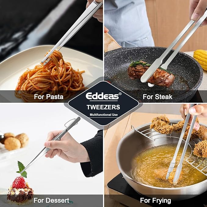 16 Inch long Kitchen Tweezers - 2 Pack large Tweezer Tongs for Cooking, Heavy Duty Stainless Steel Heat Resistant 600°F Food tweezers, Dishwasher safe-PawvioPets