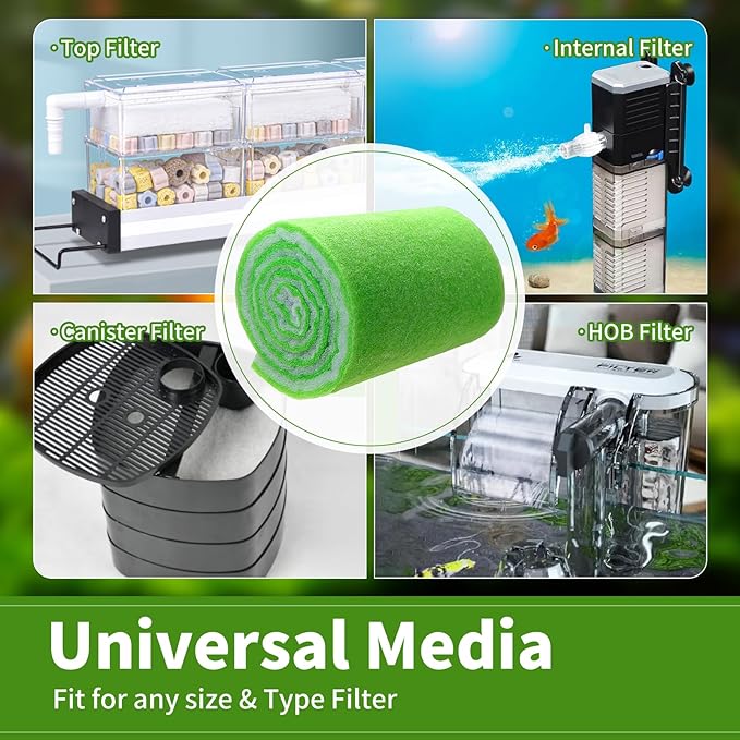 AQUANEAT Aquarium Filter Media Pad Dual Density Bonded Filter Floss Roll Cut to Fit for Fish Tank Canister Filter 72" x 12” x 3/4-1”-PawvioPets