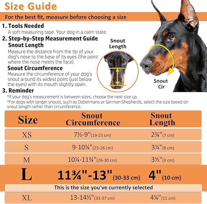 BARKLESS Dog Muzzle, Basket Muzzle for Biting, Chewing and Scavenging, Humane Cage Mouth Cover, Perfect for Grooming and Training Large Aggressive Reactive Dogs (L, Black)-PawvioPets