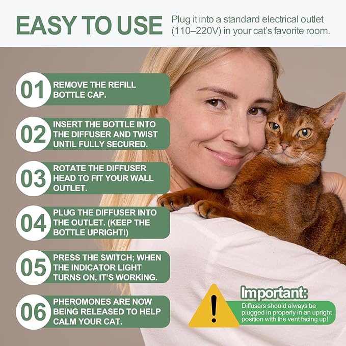Cat Calming Diffuser Kit with 2 Plug-in & 4 Refills, Pheromone Diffuser for Cats Reducing Fighting, Scratching, Urine, Aggression, Anxiety, Fireworks, Vet Visits, Travel, 120 Day Supply, Safe Formula-PawvioPets