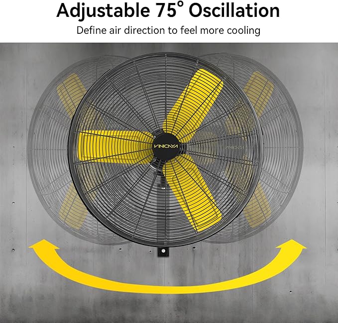 30 Inch Industrial Wall Mount Fan Oscillating, 8900 CFM Commercial Metal Wall Fans with Poweful Motor, 3 Speed, Heavy Duty Construction Indoor for Warehouse, Workshops, and Garage, UL Listed-PawvioPets