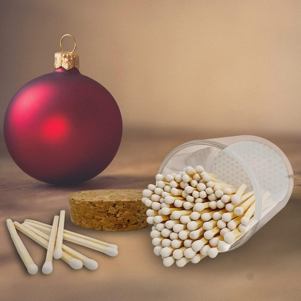 2" White Matches in a Jar + Striker Stickers Included | 100 Classy White Tip Decorative Safety Matches with a Cork Top Glass Holder | Gifts, Home Decor, & Candle Accessories by Thankful Greetings