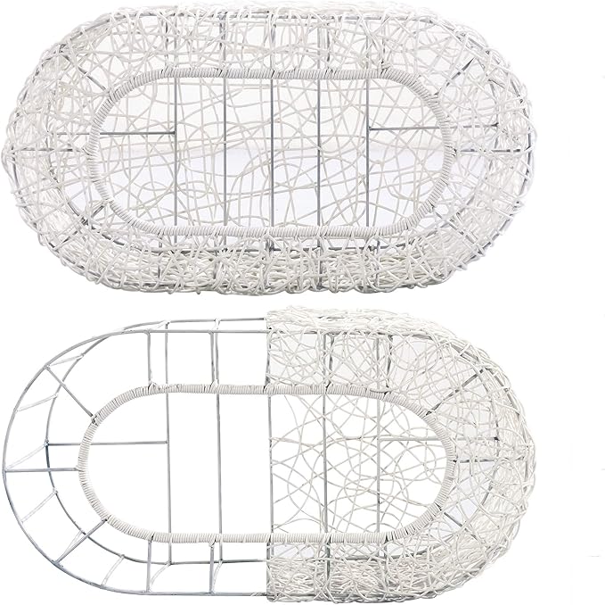 D+GARDEN Fun Stackable White Cat Condo for Indoor Cats - Interactive Play Rattan Modern Cat House for Indoor Cats Kitty, Pet Friendly Top/Side House Entry, Cat Bed Enclosed-PawvioPets