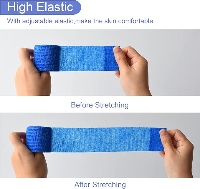 9 Pack 2" x 5 Yards Self Adhesive Bandage Wrap Self Stick Wrap for Ankle, Wrist, Finger, Sports, Breathable Cohesive Vet Tape for Pets (Dark Blue)-PawvioPets