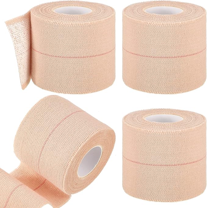 4 Rolls Elastic Tape Adhesive Elastic Tape Self Adhesive Bandage Wrap Flexible Stretch Bandages for Sports Ankle, Knee and Wrist Sprains Animal Pets, 2 Inch x 5 Yard-PawvioPets