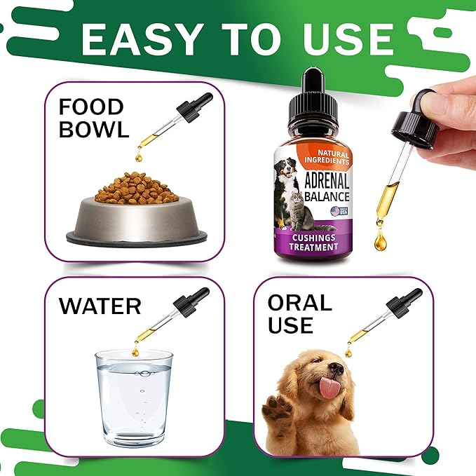 Adrenal Balance for Dogs and Cats - Cushings Treatment for Pets, Adrenal Support w/ Ashwagandha, Licorice Root, Rhodiola Rosea - 2oz Herbal Drops-PawvioPets
