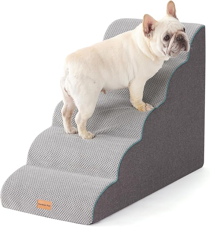 Gardner Pet Dog Stairs for Small Dogs 22.8" H, Curved 5-Step Pet Stairs, Dog Steps for High Bed, Couch (24-30 in) with Durable Non-Slip Waterproof Fabric Cover and CertiPUR-US Certified Foam-PawvioPets