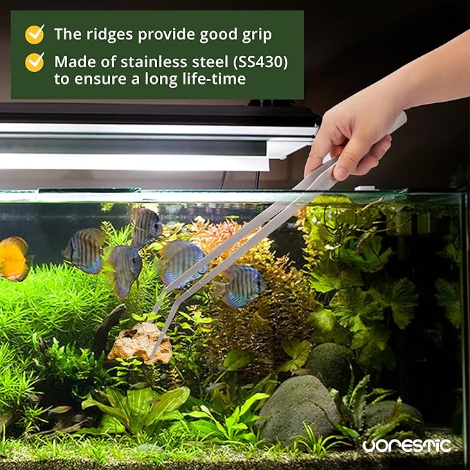 2 Pcs 15 Inch Tweezers, Heavy Duty Reptile Feeding Tongs, Aquarium Tongs, Reptile Tweezers Feeding, Reptile Tongs, Straight and Curved Long Tweezers for Aquarium and Terrarium-PawvioPets