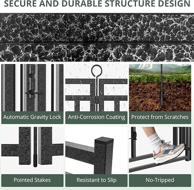 Dog Fence Outdoor Indoor, 32" Inch Height 32 Panels Dog Playpen for Large/Medium/Small Dogs Metal Dog Pen for Yard Camping and RV | Black-Silver-PawvioPets