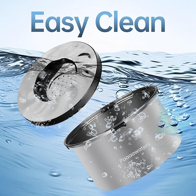 5.6L/190oz Large Dog Water Bowl No Spill, No Drip Dog Water Dispenser with Floating Disk, Stainless Steel Slow Drinking Bowl for Small Medium & Large Dogs-PawvioPets