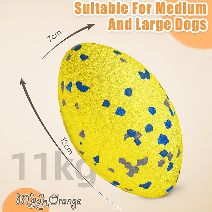 4.72" Indestructible Large Rugby Balls for Aggressive Chewers Durable Olive Bouncy Interactive Football Toy for Dogs Fetch Game Lightweight Floating Outdoor Training, Yellow-PawvioPets