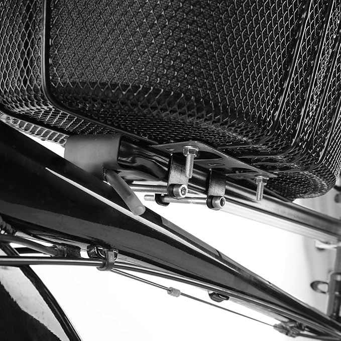 Dog Bike Basket Mountain Bike Shopping Basket Portable Cat and Dog Carrier for Bike Front Crossbar with Sponge Liner ty Strap (Black)-PawvioPets