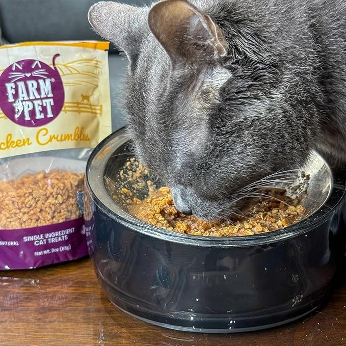 Farm To Pet - Cat Treat Crumbles - 3 oz Single Ingredient Chicken Treat and Snacks - Healthy for Indoor Cats and Kitten - Essential Products (Mix with Wet/Dry Food)-PawvioPets