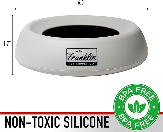 Franklin Pet Supply Co. Co. Spill Proof Pet Bowl - No Splash Travel Water + Food Dish for Dogs + Cats - Portable - 16 oz. - BPA Free-PawvioPets