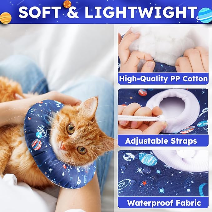 Cat Cone Collar Soft, Waterproof Cat Recovery Collar for Wound Healing Cute Donut Adjustable Kittens Cones to Stop Licking Comfortable Neck Elizabethan Collars for Cats Kittens After Surgery-PawvioPets