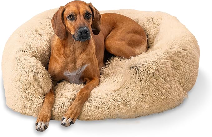 Best Friends by Sheri Shag Lounge Bed Calming Faux Fur Dog Bed, Taupe, Large 36" x 27"-PawvioPets