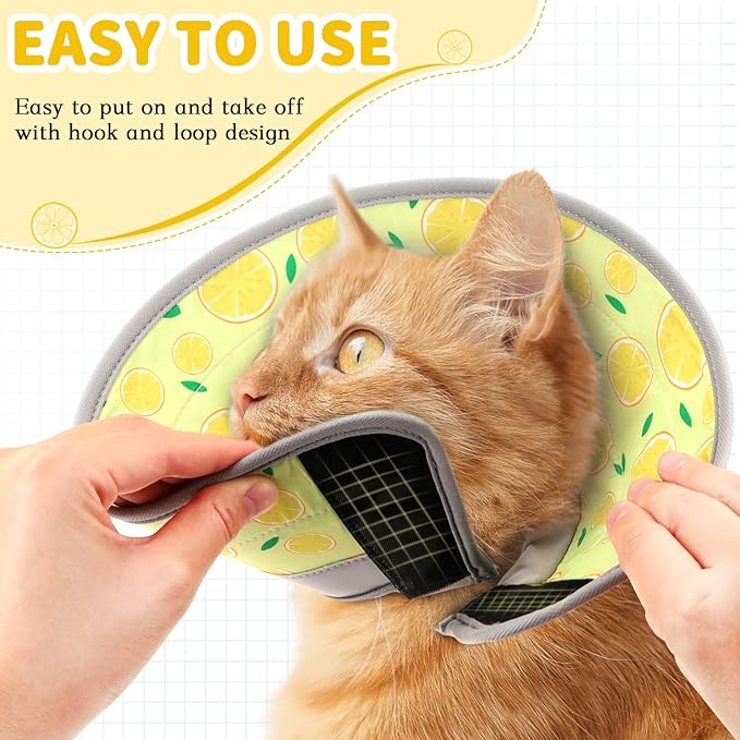 Cat Cone Collar Soft, Comfortable Cat Recovery Collar Pet Cone for Small Large Cats, Lightweight Elizabethan Collar for Cats Kittens After Surgery Prevent from Licking Wounds, Yellow, S-PawvioPets