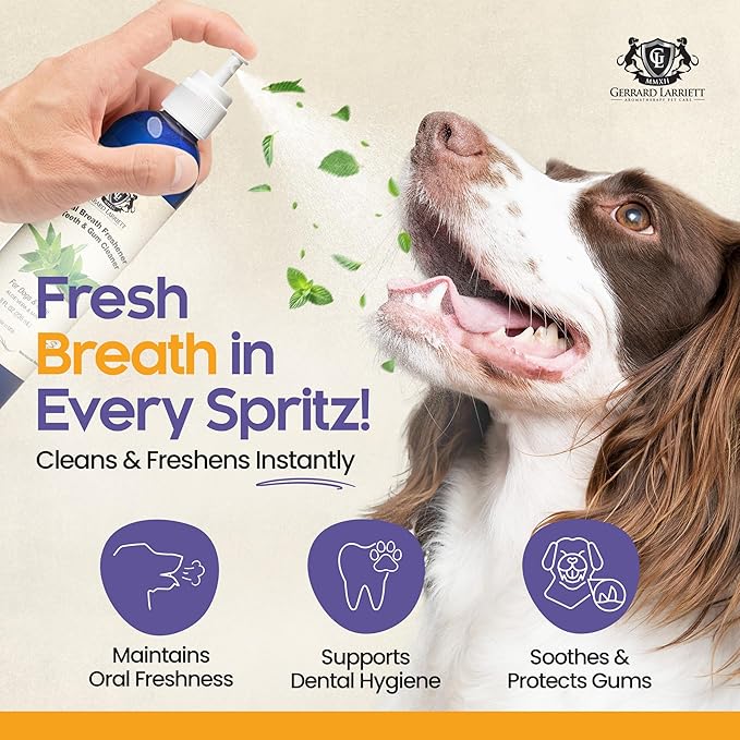 Dog Mouthwash, Dog and Cat Breath Spray with Baking Soda - 8 oz Natural Dog Breath Fresheners with Mint and Aloe Vera Mouth Spray for Tartar Control and Plaque, Dog Teeth Cleaning by Gerrard Larriett-PawvioPets