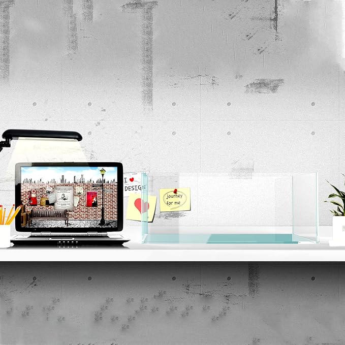 Fzone 6.4 Gal Shallow Rimless Low Iron Fish Tank Nova Clear Ultra-White 45° Mitered Edges Translucent Glass Anata Series Aquarium w/Black Foam Leveling Mat-PawvioPets