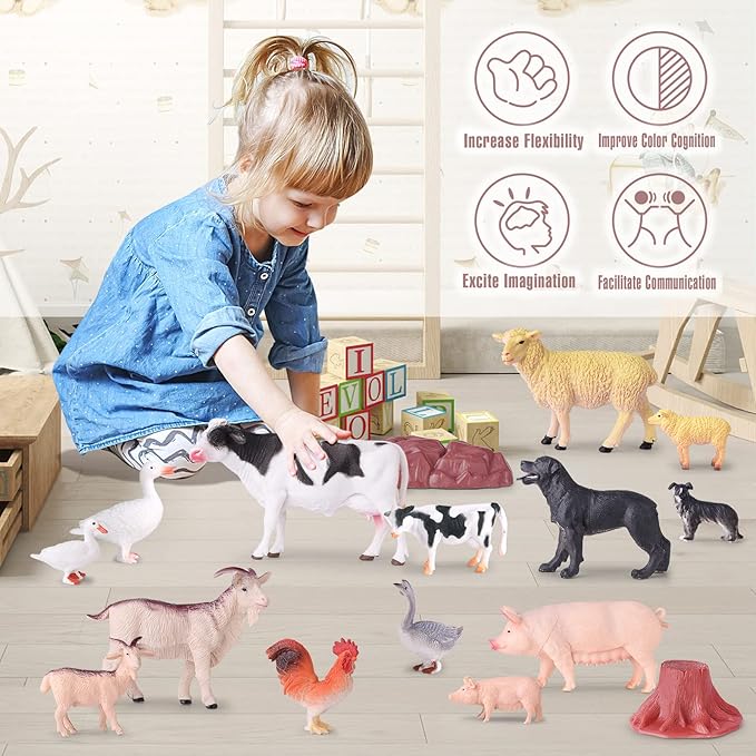 35 PCS Farm Animals Toys for Toddlers 3 Years Old Boys and Girls Realistic Animal Figures Playsets Toys for Kids 3~8 Christmas Birthday Gift-PawvioPets
