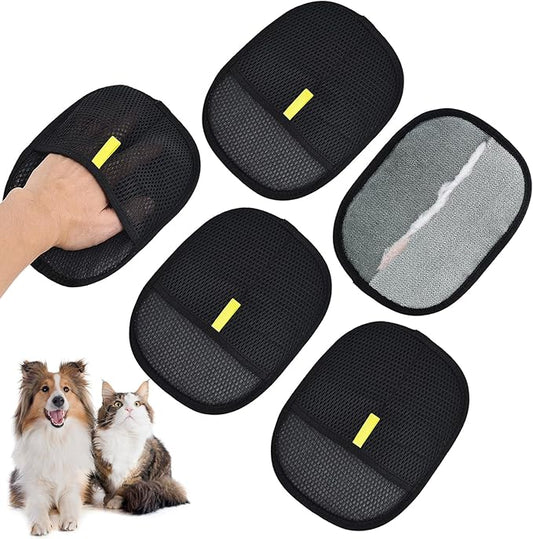 5pc Pet Hair Removal Gloves, Reusable Cats & Dogs Pet Hair Removal Tool,Efficient Pet Hair Removal Electrostatic Gloves is Suitable for Clothes, Sofas, Beds and Carpets-PawvioPets