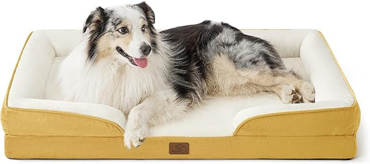 Bedsure XL Orthopedic Dog Bed for Extra Large Dogs - Washable XLarge Dog Cat Bed Waterproof, Comfort Dogs Couch Sofa with Washable Removable Cover, Pet Bed with Nonskid Bottom, Spicy Mustard, 42"-PawvioPets