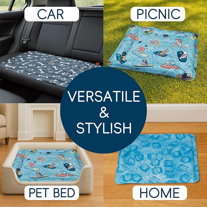 Cooling Pad for Dog,Instant Pet Cool Mat for Puppy,Comfortable Cool Pet Mat for Cat.Portable Dog Bed for Summer. Suitable for Outdoor Summer Crate Pad.Long Time Cooling.Ice Brick(Size-M 15.7*19.7in)-PawvioPets