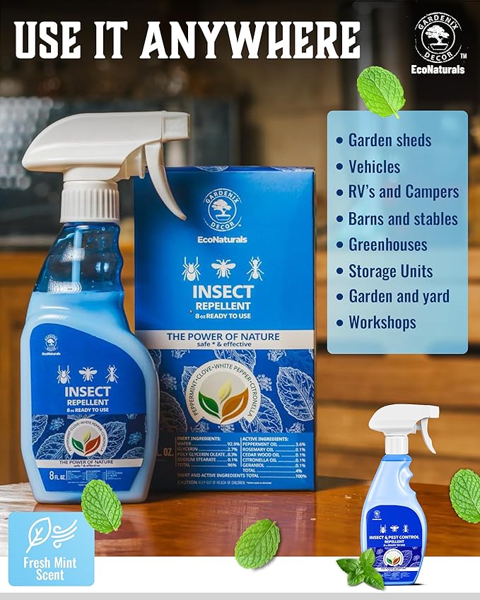 All Natural Bug Spray for Home - Non-Toxic Peppermint Oil Insect and Pest Control Kit - 8 oz Ready-to-Use Bug Spray - Indoor and Outdoor Protection- Ant Spray - Spider Repellent Indoor-PawvioPets