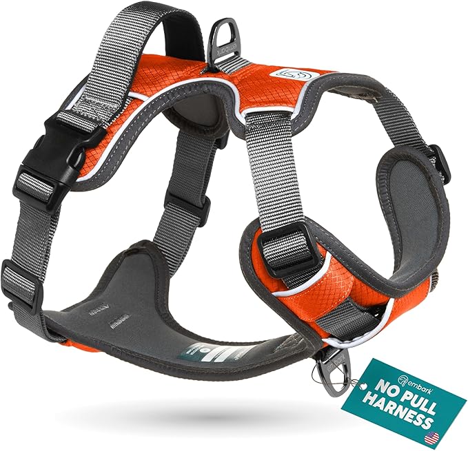 Embark Adventure Dog Harness, Reflective Trim No Pull Dog Harness Medium Sized Dogs - Military Grade Nylon, Front Clip with Gel Lined Handle.-PawvioPets