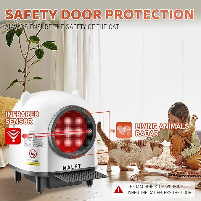 Automatic Cat Litter Box 90L –Self-Cleaning Cat Litter Box, Smart APP Monitoring, Safety Sensors, Low-Noise Cleaning, Large Capacity for Multiple Cats (Includes Mat & Waste Bags)-PawvioPets