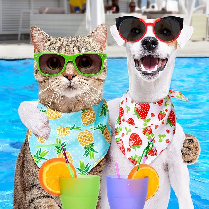 Amylove 120 Pcs Halloween Dog Bandanas Bulk Holiday Triangle Dog Pack Puppy Kerchief Bandana Adjustable Pet Scarf for Pet Cat Costume Accessories Decor(Flower)-PawvioPets