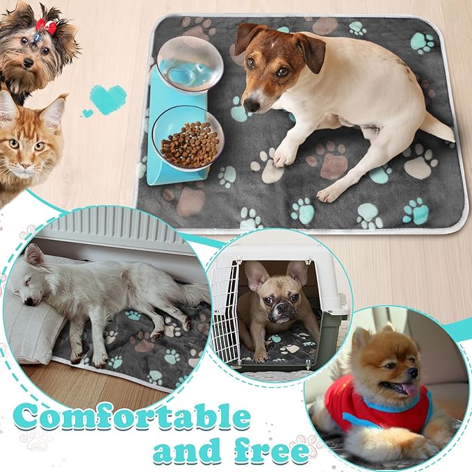4 Pcs Waterproof Guinea Pig Blankets Washable Small Animal Fleece Bedding Absorbent Guinea Pig Cage Liners Reusable Pet Pee Pad Sleep Mat Pad Cover for Hamster Ferret (Cute Paw,24 x 16 Inch)-PawvioPets