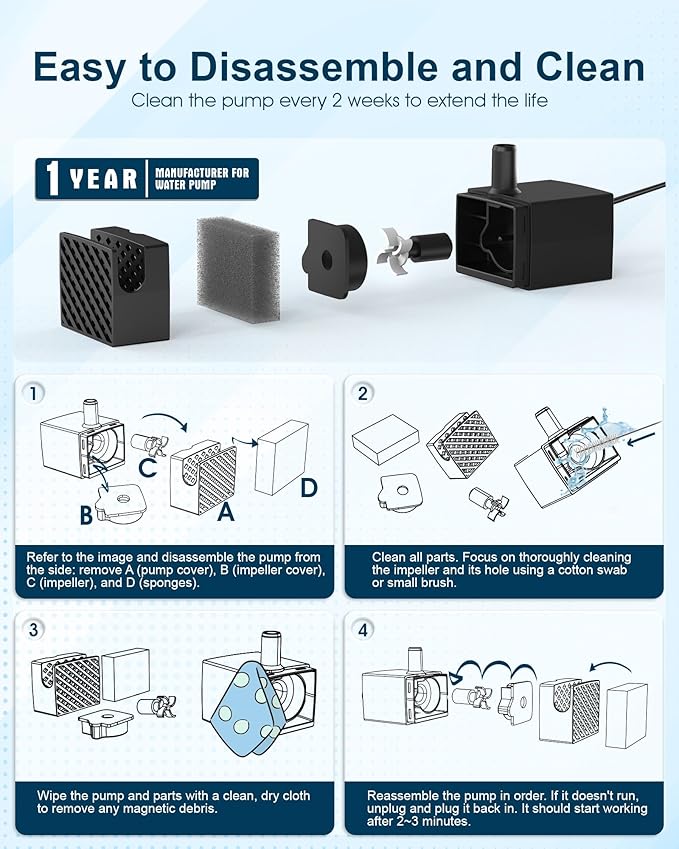 Dog Water Fountain Pump Replacement for D2341, D2419, D2223, D2322 Models, Pet Water Fountain Replacement Pump for PETNF Stainless Steel Large Dog Fountain for Large Dogs, Long Lifespan, Ultra Quiet-PawvioPets