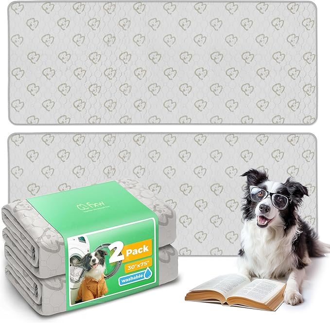 FXW Washable Pee Pads for Dogs, Puppy Pads with Super Absorbent, Specifically Designed for Potty Training, 75" × 30" Rectangle, Khaki, 2 Packs-PawvioPets
